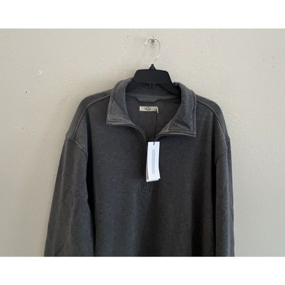 Ugg L102107 Mens Sz XL Grey Zeke Half Zip Fleece Pullover - Picture 2 of 6